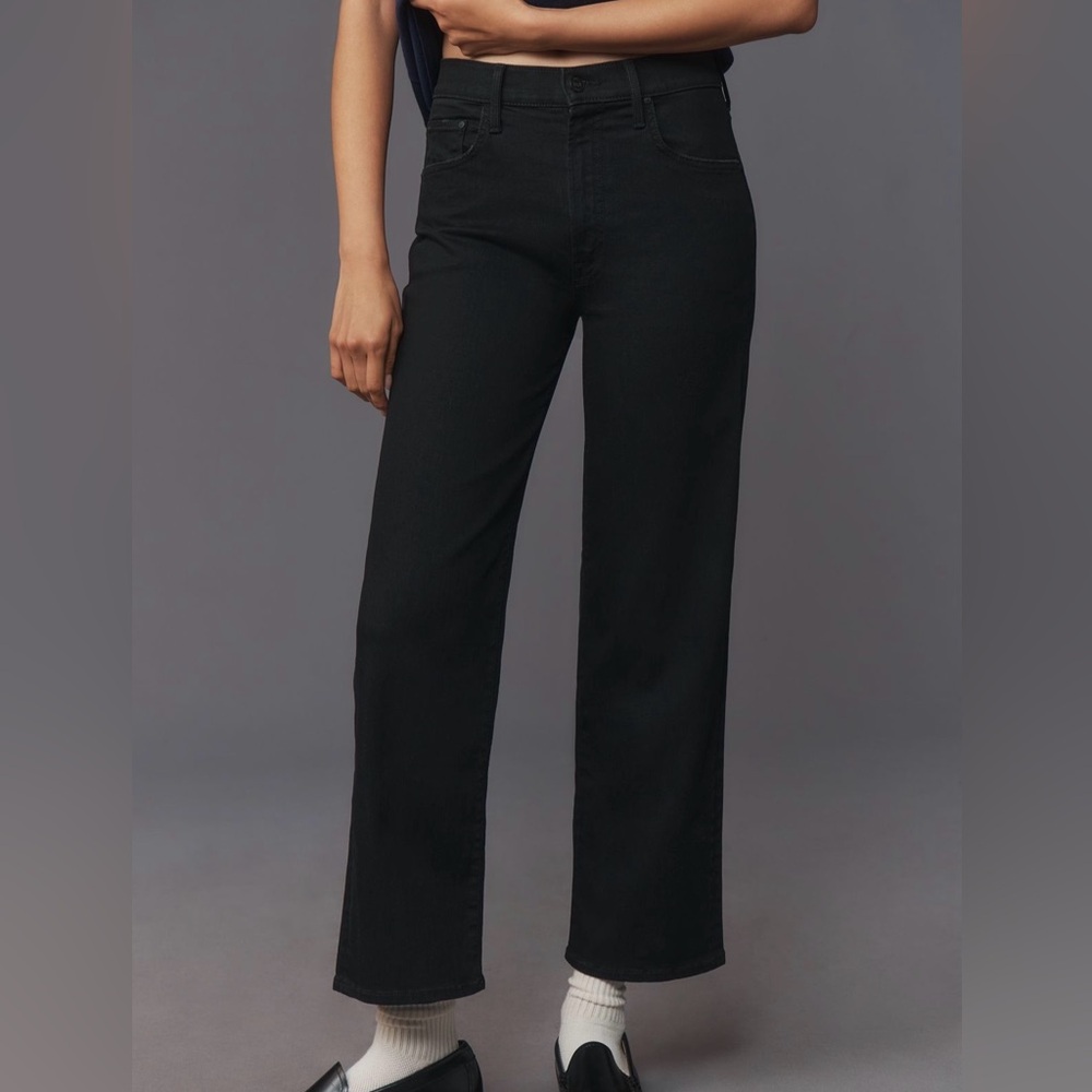 MOTHER The Rambler High Rise Black Straight Leg Women's Ankle Jeans